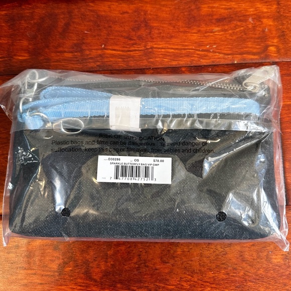 BRAND NEW Brighton Collectibles VIP Blue Denim Butterfly Sparkle Crossbody Bag